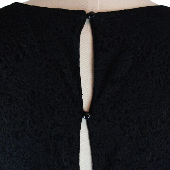 Guess Women Blouse Black Floral Lace Peplum Button Down Back Top US S EU 36 - Picture 8 of 8